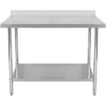 Kaupallinen työtaso Ruostumaton teräs Alahylly Selkäreuna 1800x700x900/1000 mm | Adexa WT70180 - Image 2