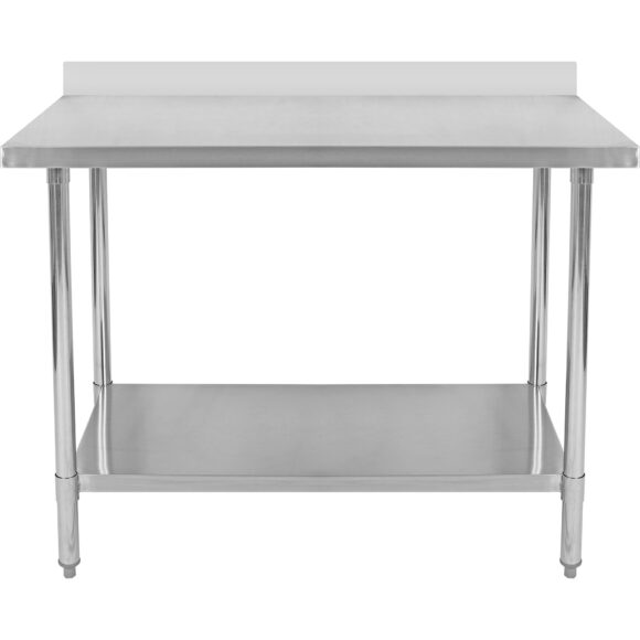 Kaupallinen Työpöytä Ruostumaton teräs Alahylly Selkänoja 600x600x900/1000 mm | Adexa WT6060 - Image 2