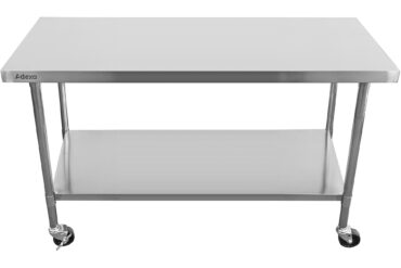 Kaupallinen liikkuva työpöytä säädettävillä jaloilla Ruostumaton teräs Alaosa Hylly 1800x600x850/930mm | Adexa WT60180CWO