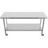 Kaupallinen siirrettävä työtaso, säädettävät jalat, ruostumaton teräs, alahylly 2000x600x850/930mm | Adexa WT60200CWO
