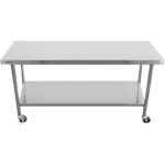 Kaupallinen siirrettävä työtaso, säädettävät jalat, ruostumaton teräs, alahylly 2000x600x850/930mm | Adexa WT60200CWO