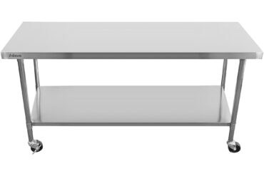 Kaupallinen siirrettävä työtaso, säädettävät jalat, ruostumaton teräs, alahylly 2000x600x850/930mm | Adexa WT60200CWO