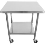 Kaupallinen mobiilityöpöytä, säädettävät jalat, ruostumaton teräs, alahylly 400x600x900mm | Adexa WT6040CWO