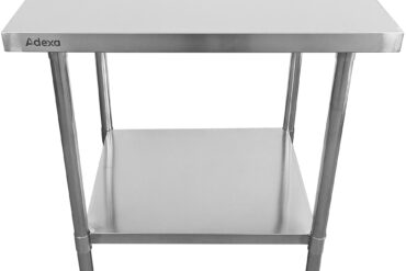 Kaupallinen liikkuva työpöytä säädettävillä jaloilla Ruostumaton teräs Alahylly 600x600x850/930 mm | Adexa WT6060CWO