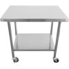 Kaupallinen liikuteltava työpöytä, jossa on säädettävät jalat, ruostumatonta terästä, alahylly 800x600x850/930 mm | Adexa WT6080CWO