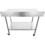 Kaupallinen liikkuva työpöytä säädettävillä jaloilla Ruostumaton teräs Alahylly Takaylösnousu 1600x700x900mm | Adexa WT70160C - Image 4