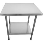 Kaupallinen mobiilityöpöytä, säädettävät jalat, ruostumaton teräs, alahylly 400x600x900mm | Adexa WT6040CWO - Image 8