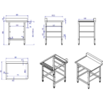 Purkupöytä oikea puoli 800x650x865mm Astianpesukoneen koritelineellä Roiskesuojalla Ruostumaton teräs | Adexa WTF6065R - Image 2