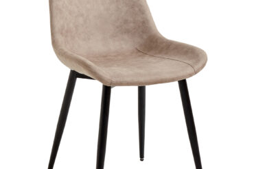 Ruokatuoli Metallijalat & Pehmustettu PU-nahka Istuimen Vaaleanruskea | Adexa WW5055