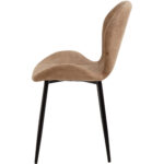 Ruokapöydän tuoli metallijaloilla & pehmustetulla samettisella istuimella vaaleanruskea | Adexa WW5064 - Image 3