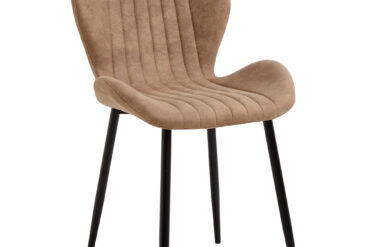 Ruokapöydän tuoli metallijaloilla & pehmustetulla samettisella istuimella vaaleanruskea | Adexa WW5064