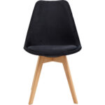 Sivuruokatuoli Puiset jalat & Pehmustettu samettinen istuin Musta | Adexa WW6011BV - Image 2