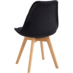 Sivuruokatuoli Puiset jalat & Pehmustettu samettinen istuin Musta | Adexa WW6011BV - Image 4