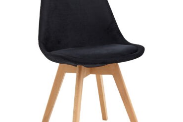 Sivuruokatuoli Puiset jalat & Pehmustettu samettinen istuin Musta | Adexa WW6011BV