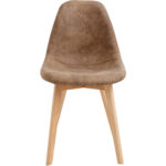 Sivu Ruokapöydän Tuoli Puujalat & Pehmustettu PU Nahkainen Istuin Vaaleanruskea | Adexa WW6027 - Image 2