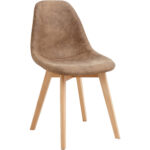 Sivu Ruokapöydän Tuoli Puujalat & Pehmustettu PU Nahkainen Istuin Vaaleanruskea | Adexa WW6027