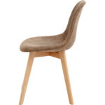 Sivu Ruokapöydän Tuoli Puujalat & Pehmustettu PU Nahkainen Istuin Vaaleanruskea | Adexa WW6027 - Image 4