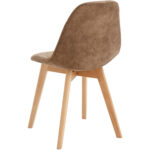 Sivu Ruokapöydän Tuoli Puujalat & Pehmustettu PU Nahkainen Istuin Vaaleanruskea | Adexa WW6027 - Image 3