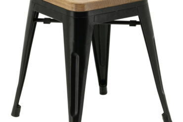 Bistro-matala jakkara, luonnon puinen istuin, musta teräs sisätiloihin | Adexa WW65BN