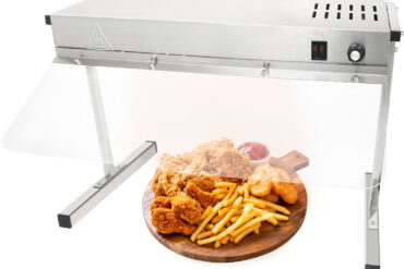 Kaupallinen teline, jossa on nauhalämmitin, valaistus ja aivastuskaari 650x315x457mm | Adexa XDHHC600SG