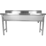 Kaupallinen kattilanpesuallas, ruostumaton teräs, 1 kulho, roiskesuoja, 1500x450x800mm, pyöreät jalat | Adexa YDPS15038 - Image 6