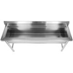 Kaupallinen kattilanpesuallas, ruostumaton teräs, 1 kulho, roiskesuoja, 1500x450x800mm, pyöreät jalat | Adexa YDPS15038 - Image 4