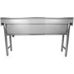 Kaupallinen kattilanpesuallas, ruostumaton teräs, 1 kulho, roiskesuoja, 1500x450x800mm, pyöreät jalat | Adexa YDPS15038 - Image 3