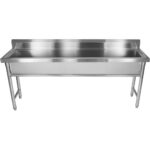 Kaupallinen Kattilanpesuallas Ruostumaton teräs 1 allas Roiskesuoja 1800x450x800mm Pyöreät jalat | Adexa YDPS18038 - Image 3