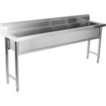 Kaupallinen Kattilanpesuallas Ruostumaton teräs 1 allas Roiskesuoja 1800x450x800mm Pyöreät jalat | Adexa YDPS18038