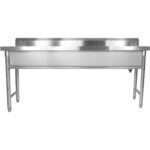 Kaupallinen Kattilanpesuallas Ruostumaton teräs 1 allas Roiskesuoja 1800x450x800mm Pyöreät jalat | Adexa YDPS18038 - Image 6