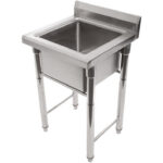 Kaupallinen pesuallas ruostumaton teräs 585x600x900mm 1 allas roiskesuoja | Adexa YDRST145A