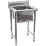 Kaupallinen pesuallas ruostumaton teräs 585x600x900mm 1 allas roiskesuoja | Adexa YDRST145A - Image 7