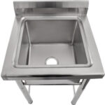 Kaupallinen pesuallas ruostumaton teräs 585x600x900mm 1 allas roiskesuoja | Adexa YDRST145A - Image 5