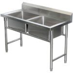 Kaupallinen Pesuallas Ruostumaton Teräs 1080x600x900mm 2 Allasta Roiskesuoja | Adexa YDRST245A