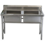 Kaupallinen Pesuallas Ruostumaton Teräs 1080x600x900mm 2 Allasta Roiskesuoja | Adexa YDRST245A - Image 6