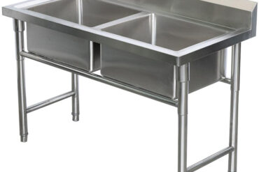 Kaupallinen Pesuallas Ruostumaton Teräs 1080x600x900mm 2 Allasta Roiskesuoja | Adexa YDRST245A