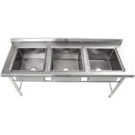 Kaupallinen pesuallas Ruostumaton teräs 1570x600x900mm 3 altaa Roiskesuoja | Adexa YDRST345A - Image 3