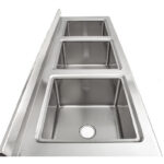 Kaupallinen pesuallas Ruostumaton teräs 1570x600x900mm 3 altaa Roiskesuoja | Adexa YDRST345A - Image 5