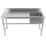 Ammattikeittiön allas ruostumatonta terästä 1570x600x900mm 1 altaalla oikea roiskesuoja | Adexa YDRST60160R