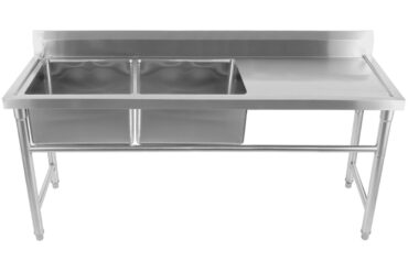 Kaupallinen Pesuallas Ruostumaton teräs 1570x600x900mm 2 allasta vasen Taustalevy | Adexa YDRST60160X2L