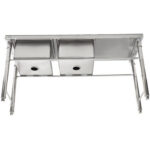 Kaupallinen Pesuallas Ruostumaton teräs 1570x600x900mm 2 allasta vasen Taustalevy | Adexa YDRST60160X2L - Image 2