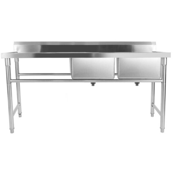 Kaupallinen Pesuallas Ruostumatonta terästä 1570x600x900mm 2 allasta oikealle roiskesuojalla | Adexa YDRST60160X2R - Image 3