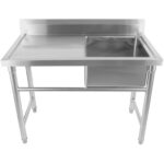 Kaupallinen ruostumattomasta teräksestä valmistettu pesuallas 1380x602x900mm 1 allas oikealla roiskelevyllä | Adexa YDRST60140R