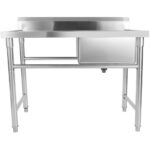 Kaupallinen ruostumattomasta teräksestä valmistettu pesuallas 1380x602x900mm 1 allas oikealla roiskelevyllä | Adexa YDRST60140R - Image 5