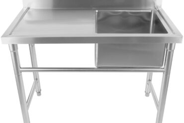 Kaupallinen ruostumattomasta teräksestä valmistettu pesuallas 1380x602x900mm 1 allas oikealla roiskelevyllä | Adexa YDRST60140R
