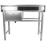 Kaupallinen ruostumattomasta teräksestä valmistettu pesuallas 1380x602x900mm 1 allas oikealla roiskelevyllä | Adexa YDRST60140R - Image 7