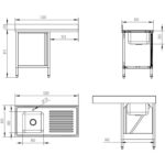 Kaupallinen tiskiallas valutustasolla ja kaapilla, jossa ovi 1200x600x910mm Yksi allas vasen 400x400x250mm | Adexa DSB12602DL - Image 2