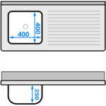 Kaupallinen tiskiallas valutustasolla ja kaapilla, jossa ovi 1200x600x910mm Yksi allas vasen 400x400x250mm | Adexa DSB12602DL - Image 3