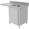 Kaupallinen pesuallas tyhjennyslevyllä ja kaapin ovella 1200x600x910 mm Yksi allas oikea 400x400x250 mm | Adexa DSB12602DR