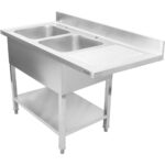 Kaksoisallas vasemmalle kuivaustasolla ja roiskesuojalla 1800x600x910mm | Adexa DSB1860L - Image 4